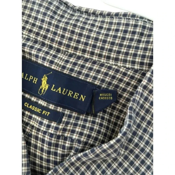 Ralph Lauren Grey Long Sleeve Button Down Classic Fit Checkered Shirt Size XXL - Picture 4 of 7